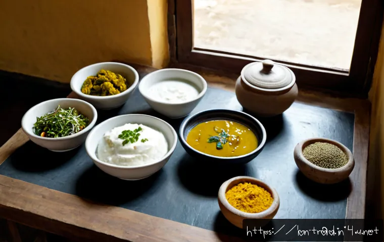 전통 발효식품의 소비 트렌드 - Photorealistic overhead kitchen table scene showing a modern Bengali household’s traditional ferment...